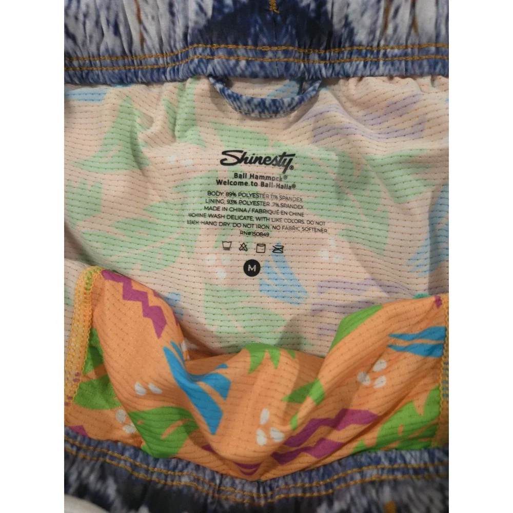 Shinesty The Jacksonville Jort Ball Hammock Swim Trunks Faux Denim Acid Wash Med